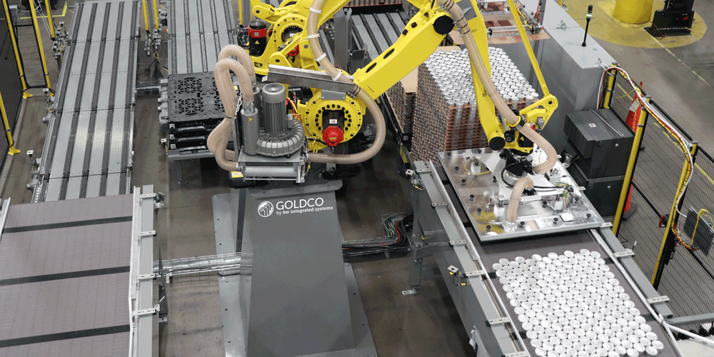 Goldco Robotic Bulk Depalletizer - Pet Food Cans
